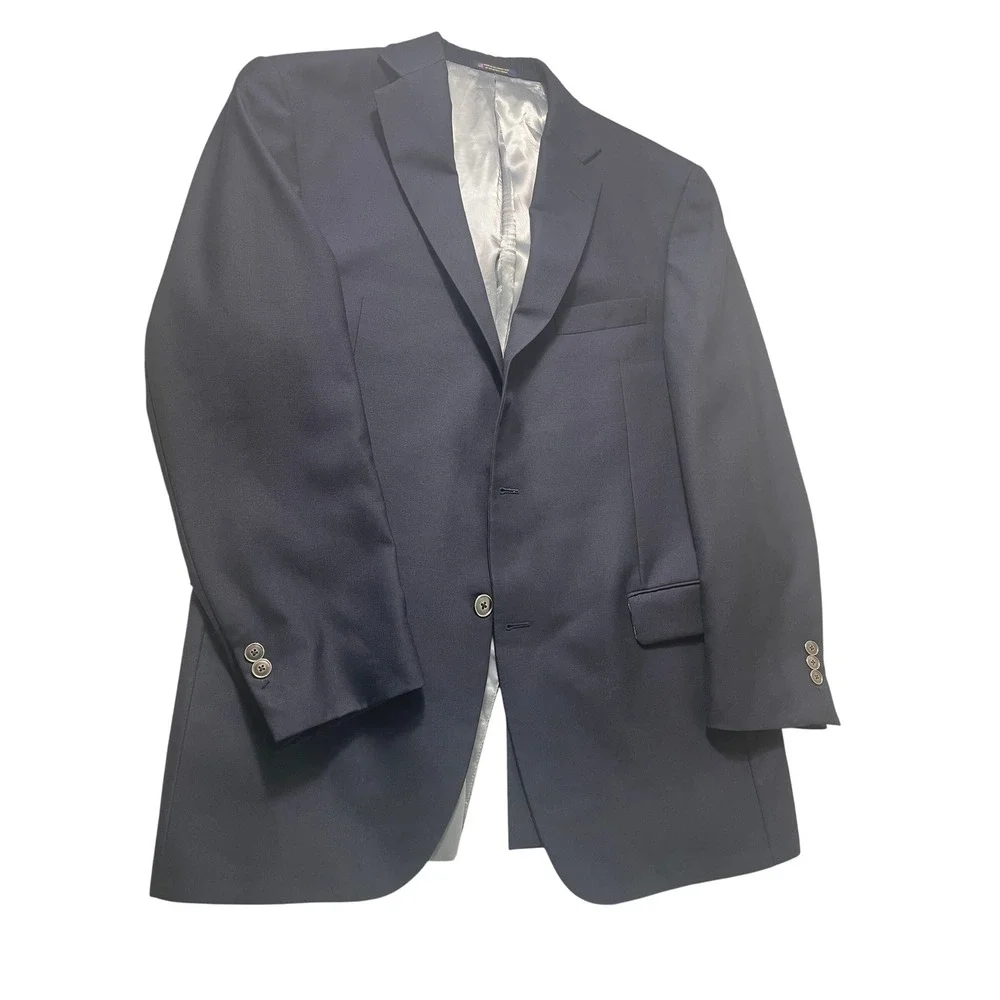 Hart Schaffner Marx Sport Coat 42R Classic Wool Navy Gold Trumpeter Blazer